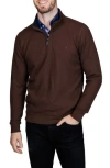 Tailorbyrd Quarter Zip Cozy Knit Pullover In Brown