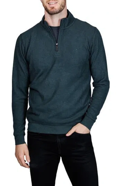 Tailorbyrd Quarter Zip Cozy Knit Pullover In Green