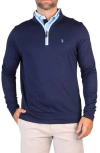 Tailorbyrd Solid Model 1/4-zip Pullover In Navy