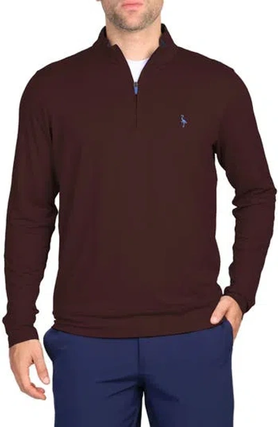 Tailorbyrd Quarter Zip Performance Knit Pullover In Burgundy