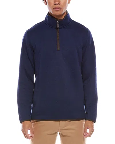 Tailorbyrd Quilted Suede-trim 1/4-zip Pullover In Blue