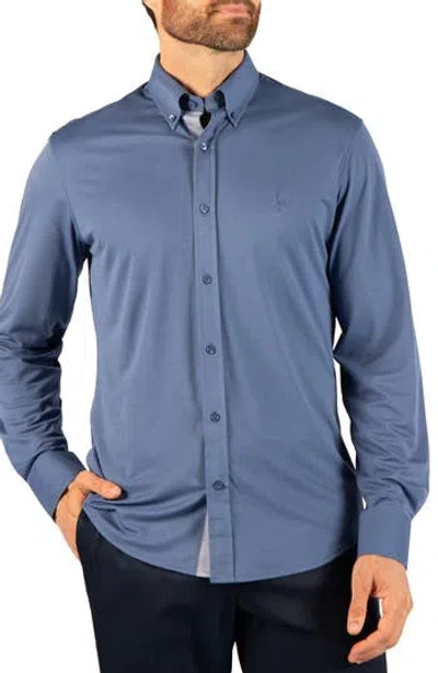 Tailorbyrd Regular Fit Long Sleeve Knit Performance Shirt In Slate