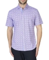 Tailorbyrd Retro Floral Knit Short Sleeve Shirt In Cloudberry