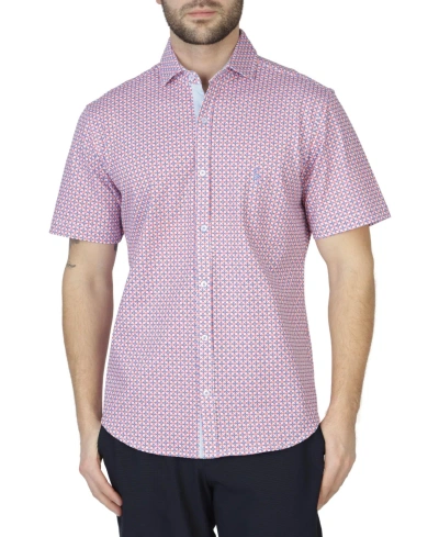 Tailorbyrd Retro Geo Knit Short Sleeve Shirt In Blush Pink
