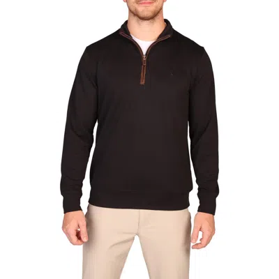 Tailorbyrd Rib Knit Quarter Zip Pullover In Black