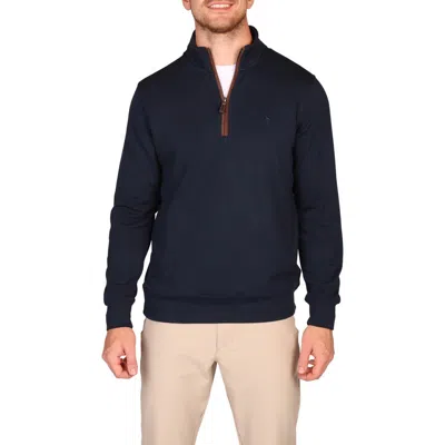 Tailorbyrd Rib Knit Quarter Zip Pullover In Blue