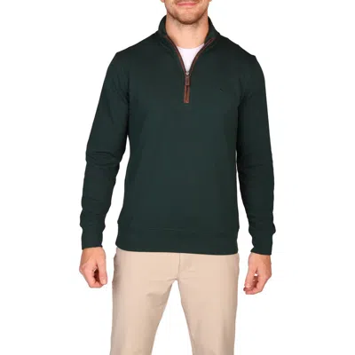 Tailorbyrd Rib Knit Quarter Zip Pullover In Green