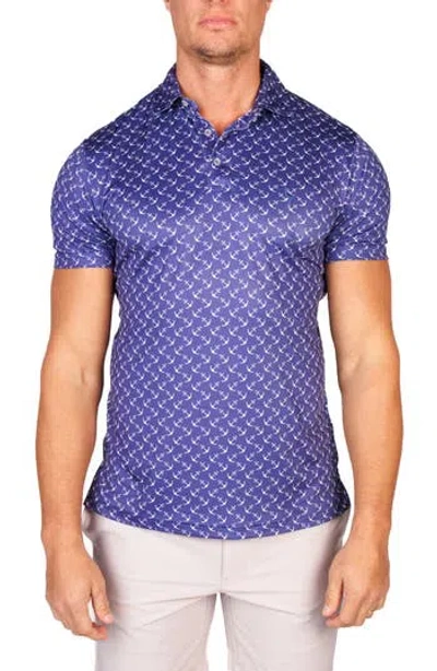Tailorbyrd Sailing Anchors Performance Golf Polo In Blue