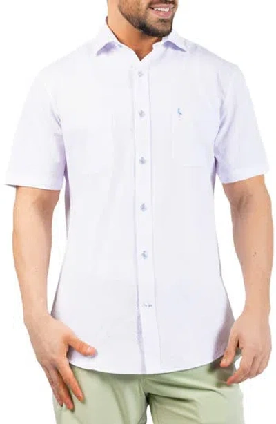 Tailorbyrd Seersucker Short Sleeve Button-up Shirt In White