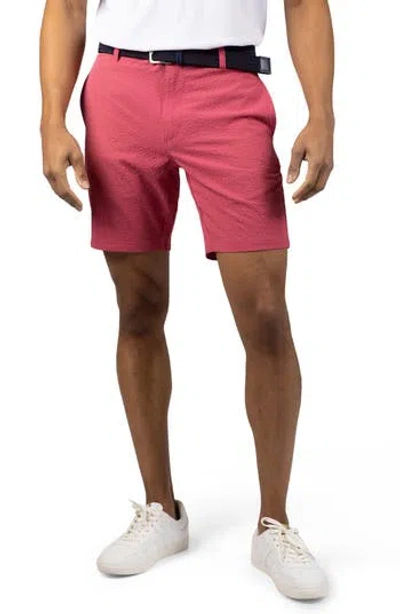 Tailorbyrd Seersucker Shorts In Red