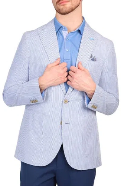 Tailorbyrd Seersucker Stripe Sport Coat In Navy
