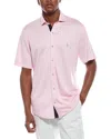 Tailorbyrd Solid Modal Blend Short Sleeve Shirt In Pink