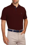 Tailorbyrd Short Sleeve Performance Knit Polo In Burgundy