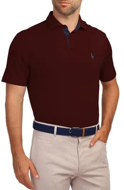 Tailorbyrd Short Sleeve Performance Knit Polo In Burgundy