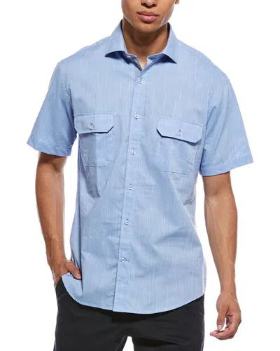 Tailorbyrd Signature Chambray Shirt In Blue