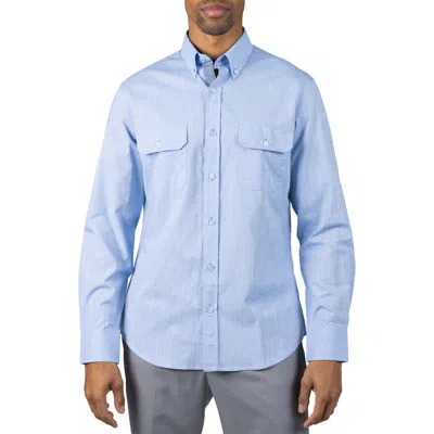 Tailorbyrd Signature Cotton Chambray Button-down Shirt In Blue