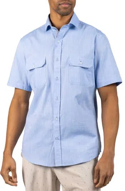 Tailorbyrd Signature Cotton Chambray Button-up Shirt In Blue