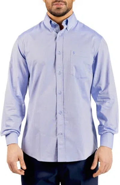 Tailorbyrd Signature Cotton Oxford Button-down Shirt In Blue