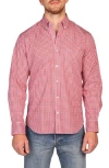 Tailorbyrd Signature Gingham Print Performance Button Down Shirt In Pink