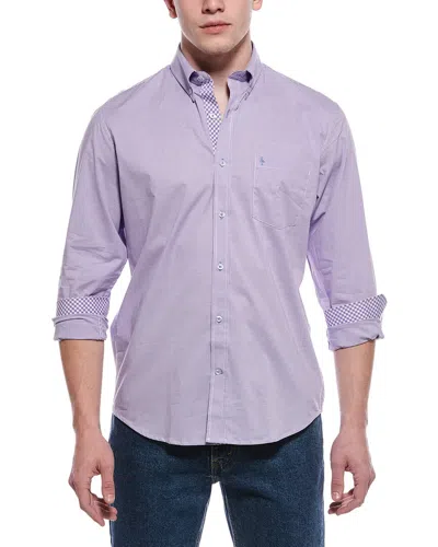 Tailorbyrd Signature Micro Gingham Button Down Shirt In Purple
