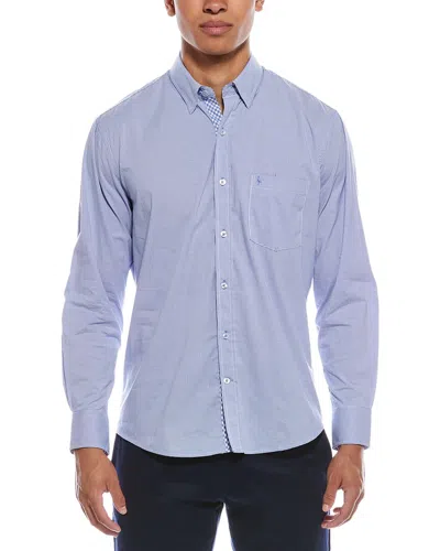 Tailorbyrd Signature Micro Gingham Shirt In Blue
