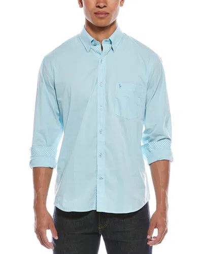 Tailorbyrd Signature Micro Gingham Shirt In Blue