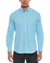 Tailorbyrd Micro Gingham Stretch Cotton Button-up Shirt In Blue