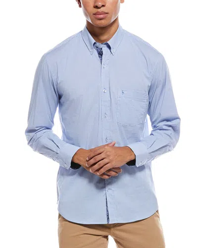 Tailorbyrd Signature Micro Gingham Shirt In Blue