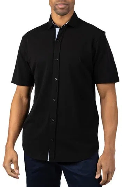 Tailorbyrd Slub Pique Button-up Shirt In Black