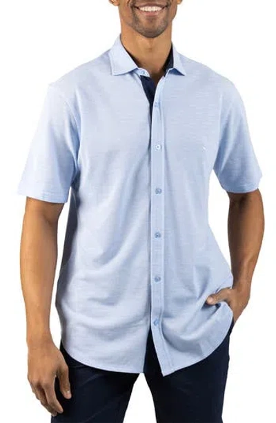 Tailorbyrd Slub Pique Button-up Shirt In Blue
