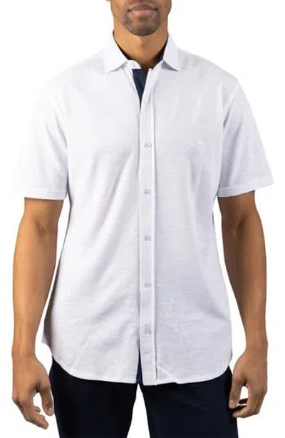 Tailorbyrd Slub Pique Button-up Shirt In White