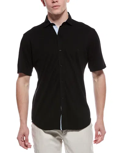 Tailorbyrd Slub Pique Shirt In Black