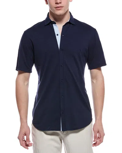 Tailorbyrd Slub Pique Shirt In Blue