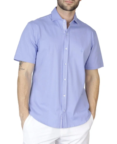 Tailorbyrd Solid Knit Short Sleeve Shirt In Cloudberry