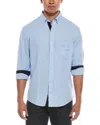 Tailorbyrd Solid Linen-blend Shirt In Blue
