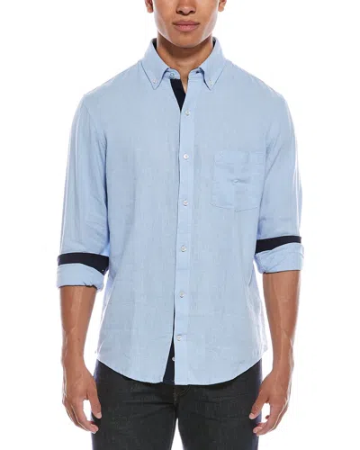 Tailorbyrd Solid Linen-blend Shirt In Blue