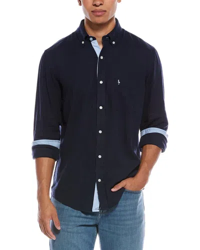 Tailorbyrd Solid Linen-blend Shirt In Blue