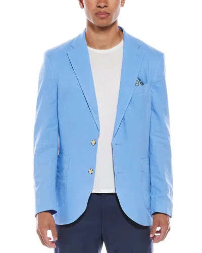 Tailorbyrd Solid Linen-blend Sportcoat In Blue
