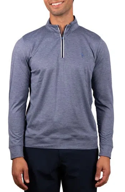 Tailorbyrd Solid Mesh Quarter Zip Sweater In Blue