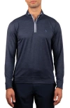 Tailorbyrd Solid Mesh Quarter Zip Sweater In Blue