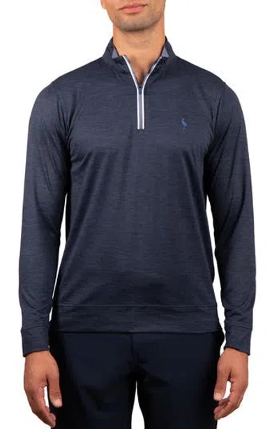 Tailorbyrd Solid Mesh Quarter Zip Sweater In Blue