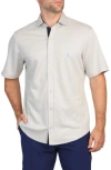 Tailorbyrd Solid Modal Blend Short Sleeve Shirt In Grey