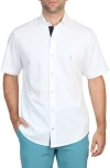 Tailorbyrd Solid Modal Blend Short Sleeve Shirt In White