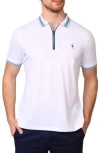 Tailorbyrd Solid Perforated Performance Quarter Zip Polo In White