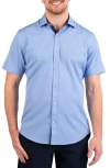 Tailorbyrd Solid Performance Short Sleeve Shirt In Blue