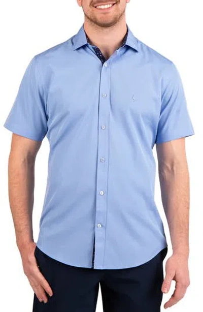 Tailorbyrd Solid Performance Short Sleeve Shirt In Blue