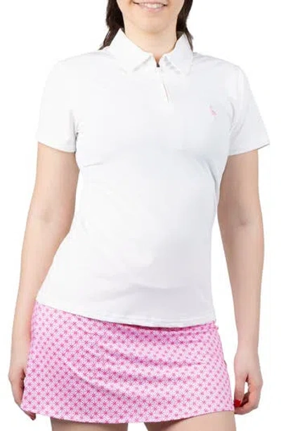 Tailorbyrd Solid Quarter Zip Polo In White