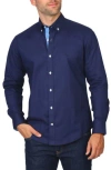 Tailorbyrd Solid Stretch Button-down Shirt In Navy