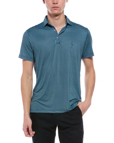 Tailorbyrd Square Geo Performance Polo Shirt In Blue