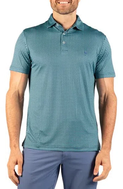 Tailorbyrd Square Geo Printed Performance Polo In Seafoam